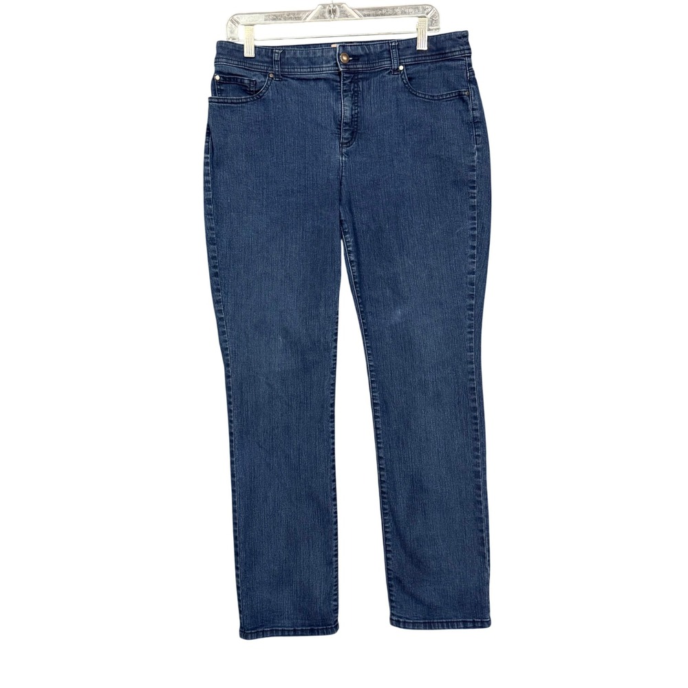 Chicos Fabulously Slimming Jeans 1.5 Short Womens 10P Blue Dark Wash Straight